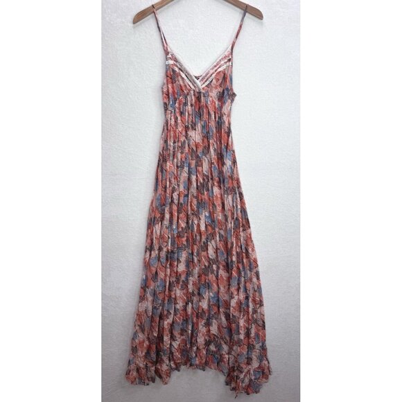 Lulu's Women's Leaf Print Rayon Light Tie Back Maxi Dress Size Small - Picture 7 of 14